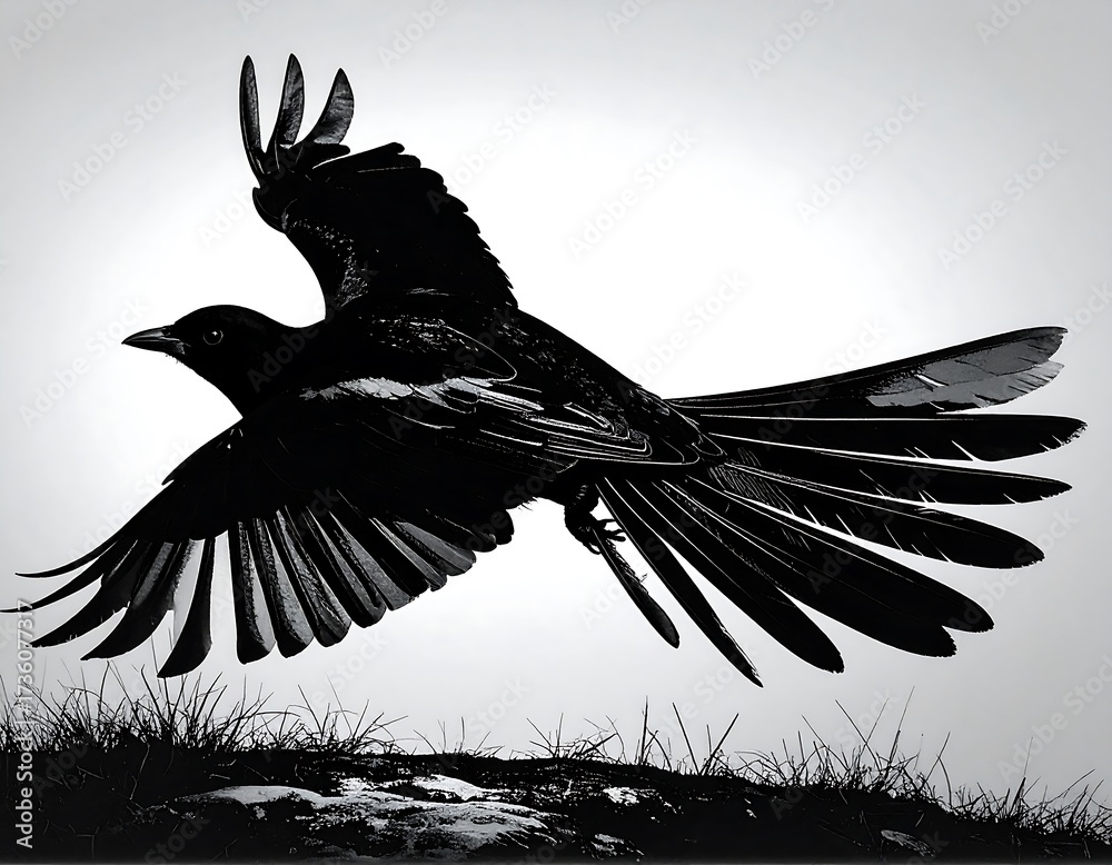 Obraz premium Silhouette of a bird in flight