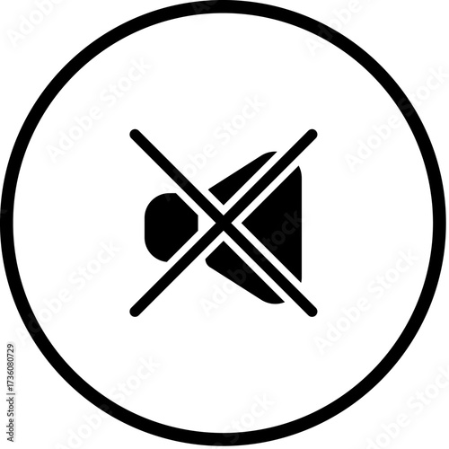 丸型無音スピーカーのシンプルなモノクロアイコン