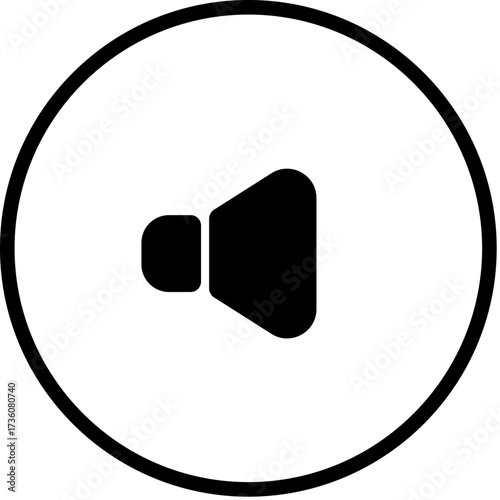 丸型無音スピーカーのシンプルなブラックアイコン