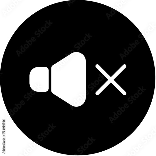 黒丸無音スピーカーのシンプルな角丸ブラックアイコン（ウェブやアプリUI、商品パッケージに最適）