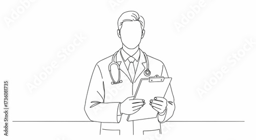 Doctor Vector Line Art  Medical Professional Icon