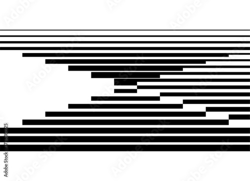 Striped vector pattern of black parallel broken lines on a white background. Vector black and white background for advertising, covers, packaging. Banner