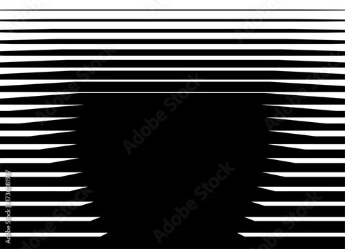 Striped vector pattern of sharp parallel broken lines. Symmetrical Vector black and white background for advertising, covers, packaging. Place for text