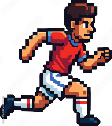 Pixel art soccer player running