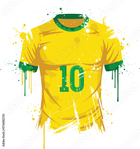 Yellow Soccer Jersey with Number 10 and Splash Effects