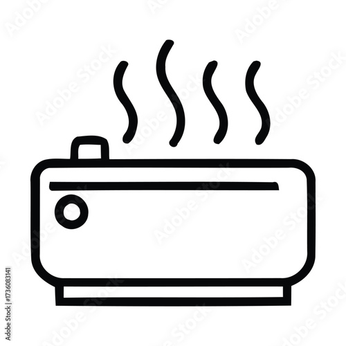 Black Outline Icon of a Humidifier with Steam. With humidifier, steam, mist, air, moisture, humidity, Vector illustration. 