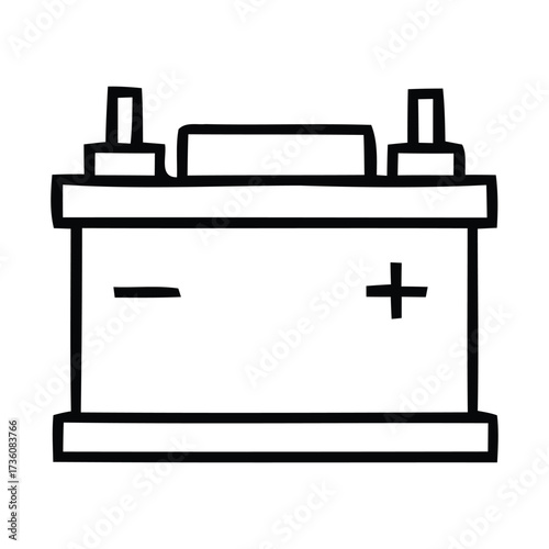 Car Battery with Plus and Minus Symbols Icon Line Art automotive power, Vector illustration. 