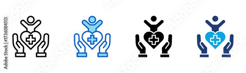 Heart Support icon Multi Style Vector Illustration