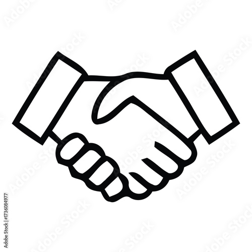 Handshake Icon Symbolizing Agreement and Partnership, handshake, agreement, partnership, business, deal, cooperation, Vector illustration. 