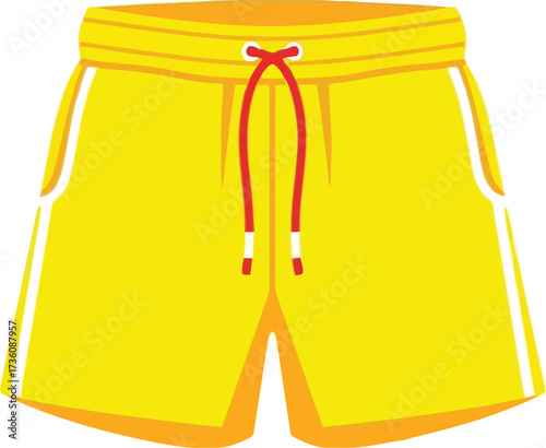 Vibrant yellow swim shorts summer beachwear athletic style vector