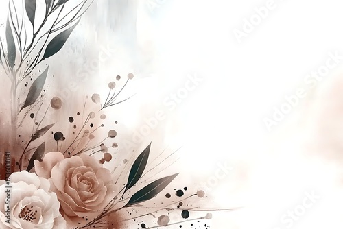 Elegant Floral Arrangement with Soft Pastel Colors and Delicate Leaves on White Background