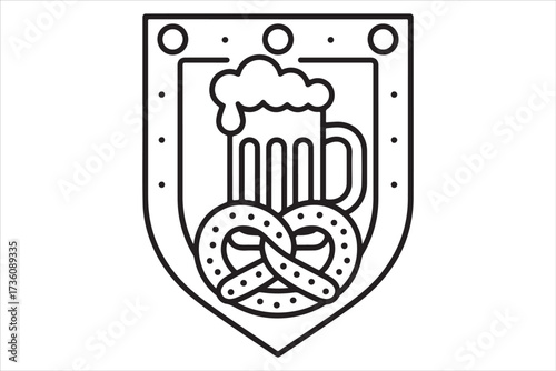 Oktoberfest Icons Bundle Beer, Pretzel, Bavarian Vector Set.