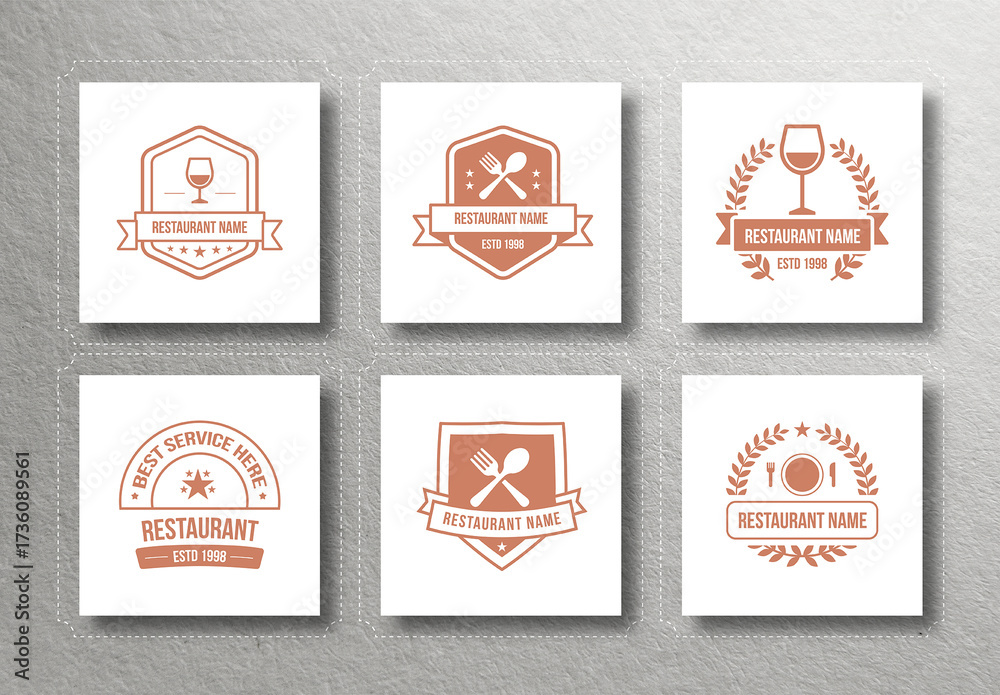 vintage catering logos, a branding & logo template by... Vintage Restaurant Logo Badge Template Set Stock Template | Adobe Stock