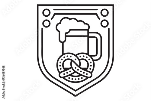 Oktoberfest Icons Bundle Beer, Pretzel, Bavarian Vector Set.
