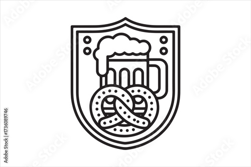 Oktoberfest Icons Bundle Beer, Pretzel, Bavarian Vector Set.