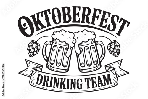 Oktoberfest Icons Bundle Beer, Pretzel, Bavarian Vector Set.