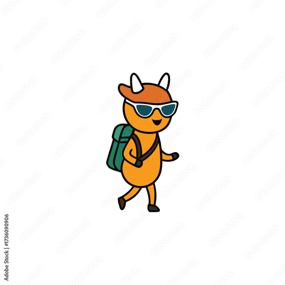 Fototapeta premium Whimsical deer with sunglasses and backpack enjoys a sunny outdoor adventure hike