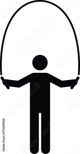 Fit person silhouette jumping rope cardio fitness exercise workout vector