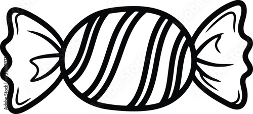 Hand drawn striped candy wrapper simple icon vector