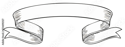 Vintage Banner Ribbon with Engraved Shading