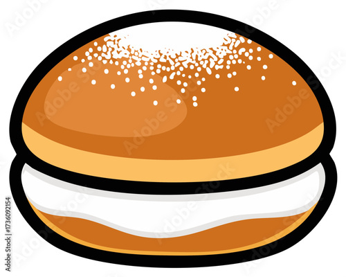 Semla Pastry with Cream and Sugar Vector Illustration Flat Design