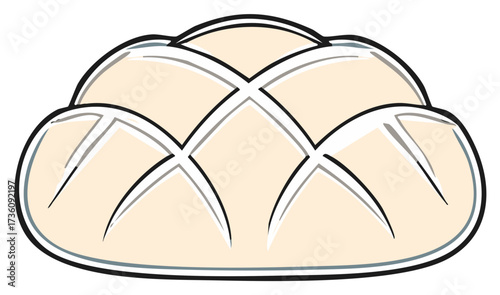 Freshly Baked Bread Loaf Illustration, Loaves with Criss Cross Lines, Pastry Sketch