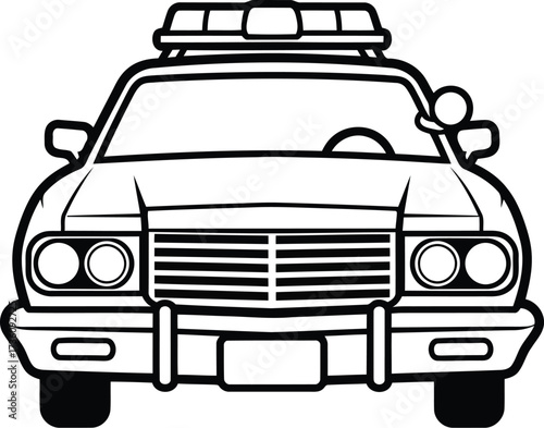 Retro police car siren lights law enforcement vehicle classic design vector