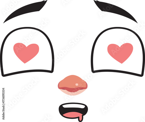 Love Struck Cartoon Face with Heart Eyes and Drool