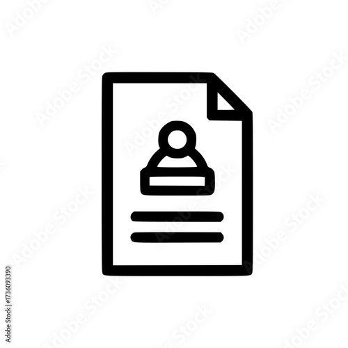 Vector icon of person user with document layout for account access and digital profile material