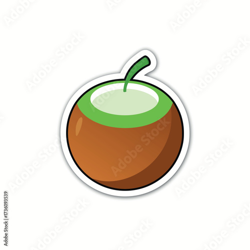 Fresh coconut drink icon isolated tropical refreshment natural beverage graphic element