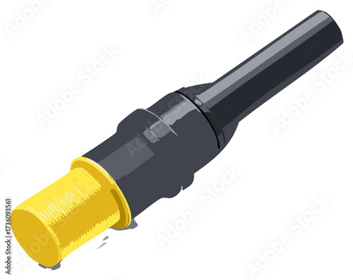 Modern black and yellow connector for electronics and technology applications