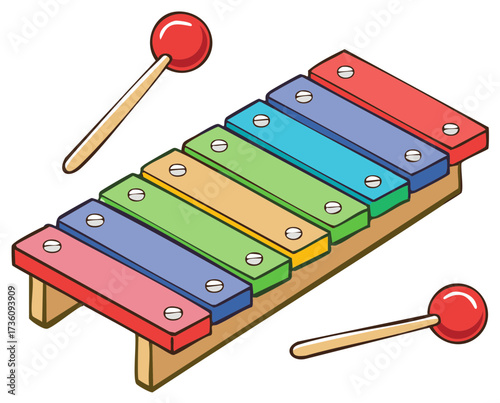 Colorful musical xylophone with beaters for kids education and entertainment