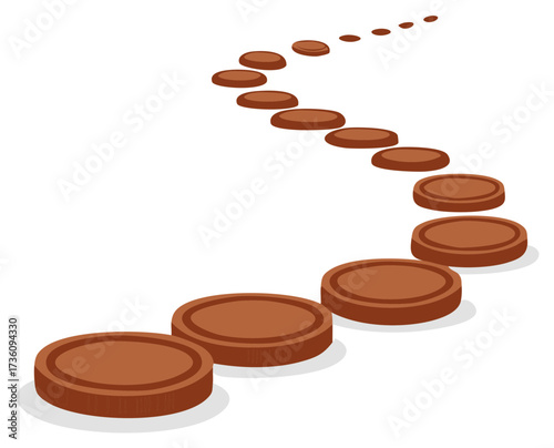 Brown stepping stones illustration with a forward path concept.