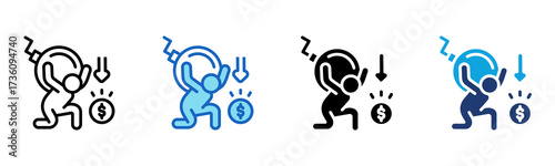 Debt Reduction icon Multi Style Vector Illustration