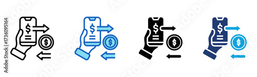 Fund Transfer icon Multi Style Vector Illustration