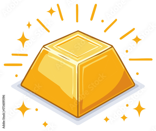 Cartoon Gold Bar Shining Wealth Treasure Symbol Finance Investment Asset