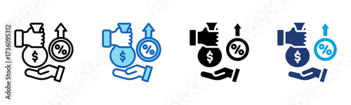 Loan Interest icon Multi Style Vector Illustration