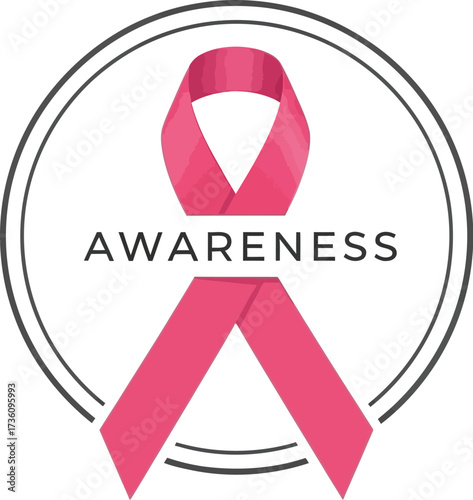 Pink ribbon symbolizes breast cancer awareness campaign support