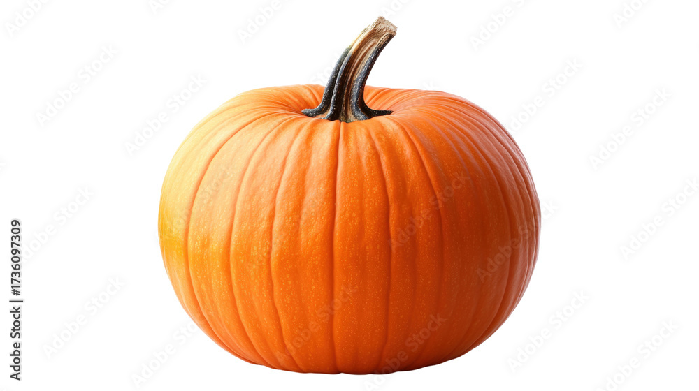 Obraz premium Orange Pumpkin with Stem isolated on a transparent background