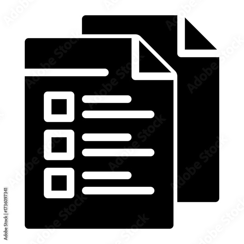 Glyph Style icon of a document, useful for reports, contracts, marketing papers, and forms.