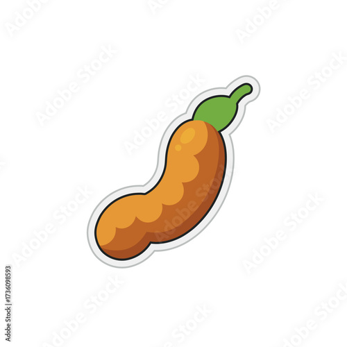 Cute cartoon gourd vegetable with green stem for food and healthy lifestyle designs