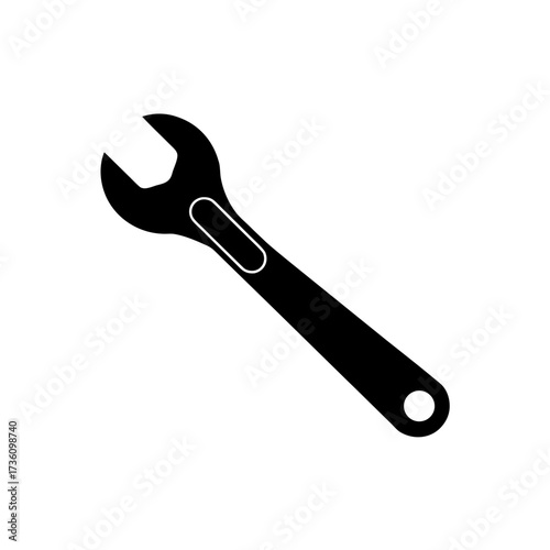 adjustable spanner icon black silhouette vector illustration on transparent background