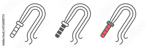 Leather whip line icon, costume and performance accessory, vector graphics, editable stroke