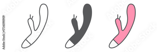 Rabbit massager line icon, personal wellness device, vector graphics, editable stroke