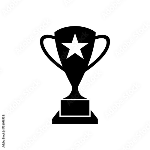 award trophy icon black silhouette vector illustration on transparent background