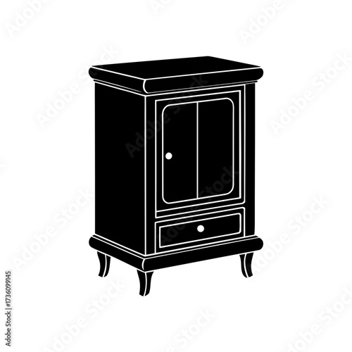 bathroom cabinet icon black silhouette vector illustration on transparent background