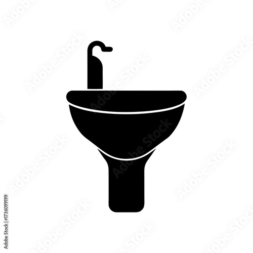 bidet icon black silhouette vector illustration on transparent background