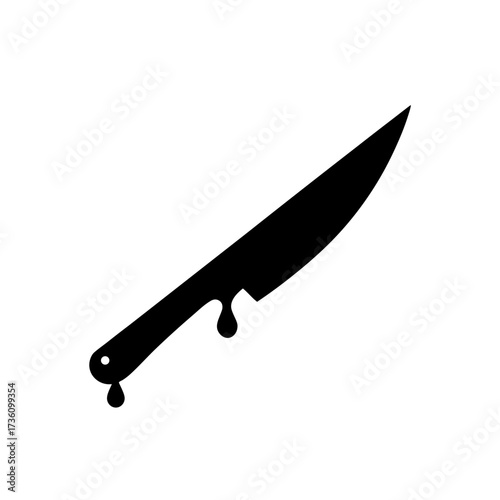 bloody knife icon black silhouette vector illustration on transparent background