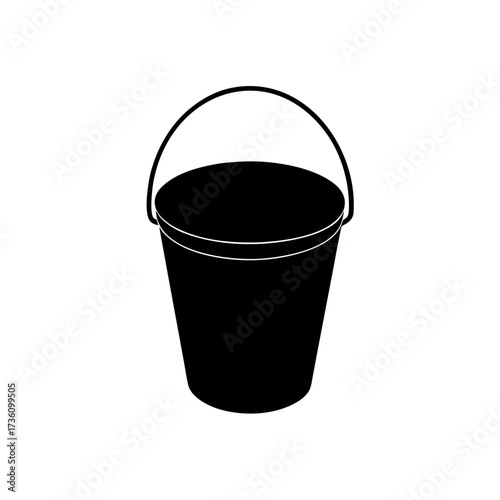 bucket icon black silhouette vector illustration on transparent background