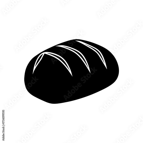 bread loaf icon black silhouette vector illustration on transparent background